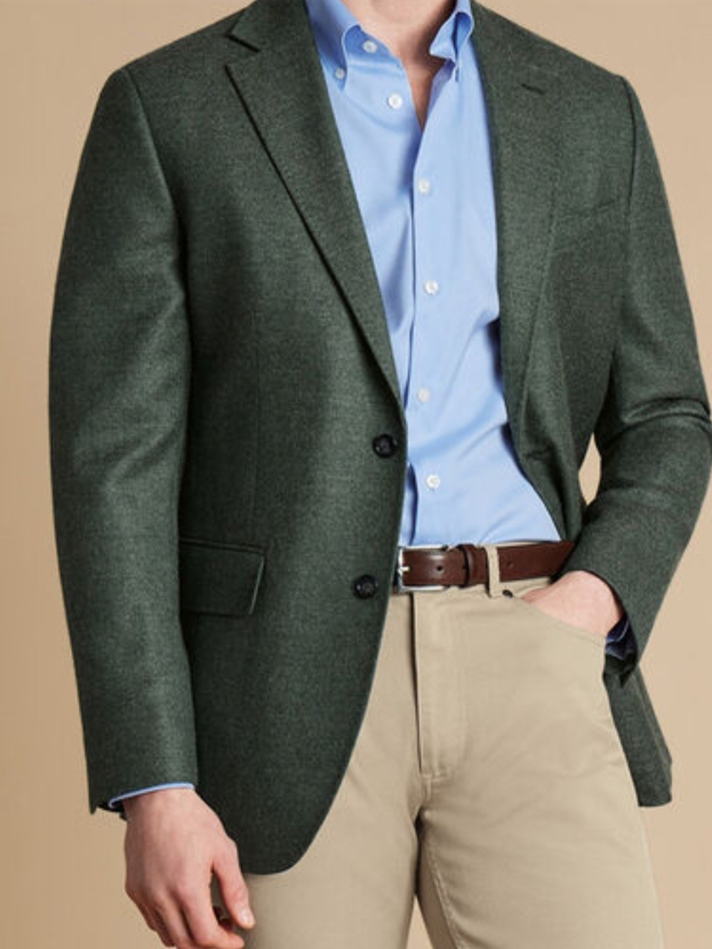 Men's Green Wool-Blend Blazer Charles TYRWHITT
